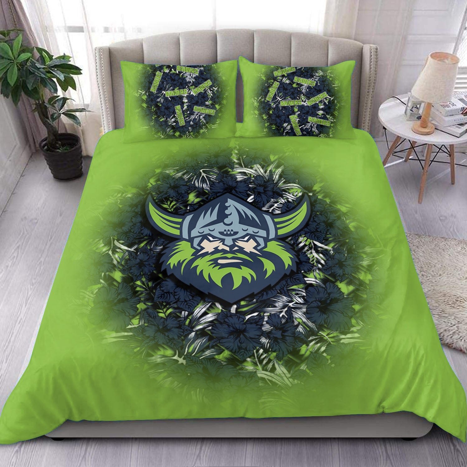 canberra-raiders-bedding-set-polynesian-hibiscus-tropical-vintage-nrl