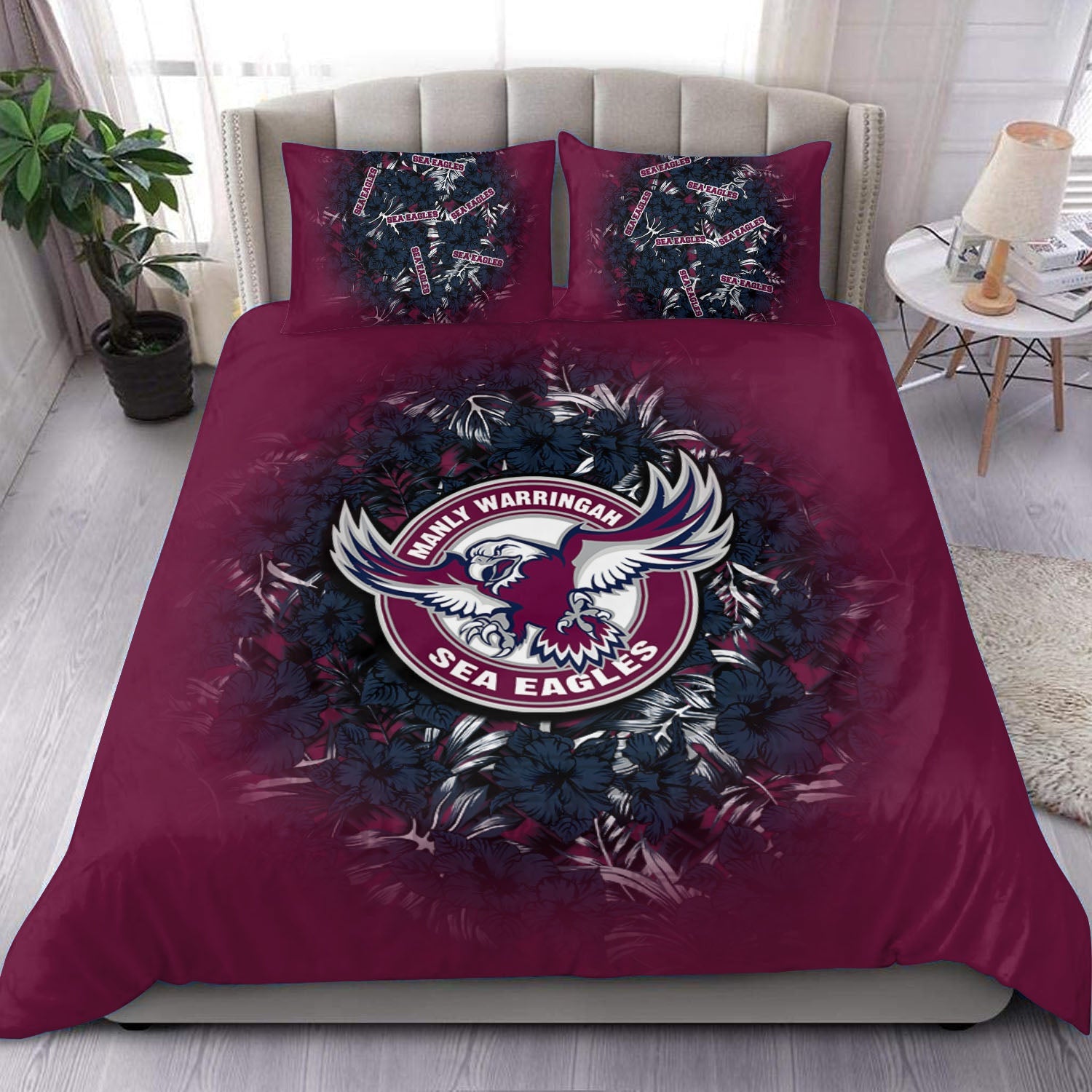 manly-warringah-sea-eagles-bedding-set-polynesian-hibiscus-tropical-vintage-nrl