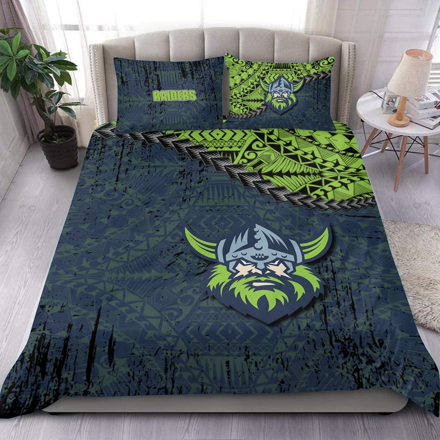 canberra-raiders-bedding-set-grunge-polynesian-tattoo-nrl