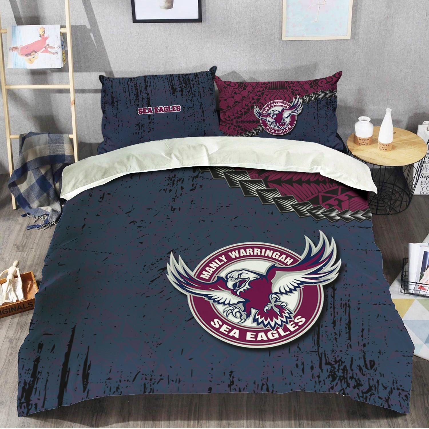manly-warringah-sea-eagles-bedding-set-grunge-polynesian-tattoo-nrl