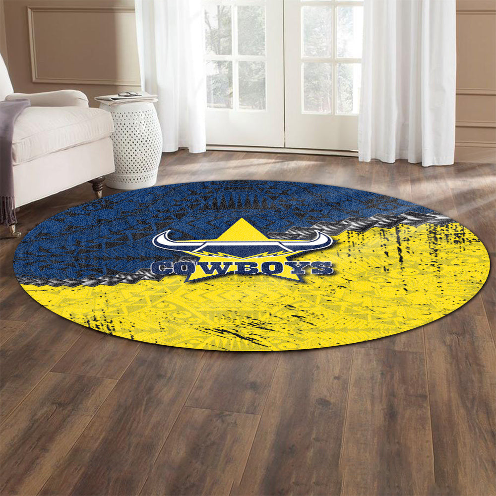 north-queensland-cowboys-round-rug-grunge-polynesian-tattoo-nrl