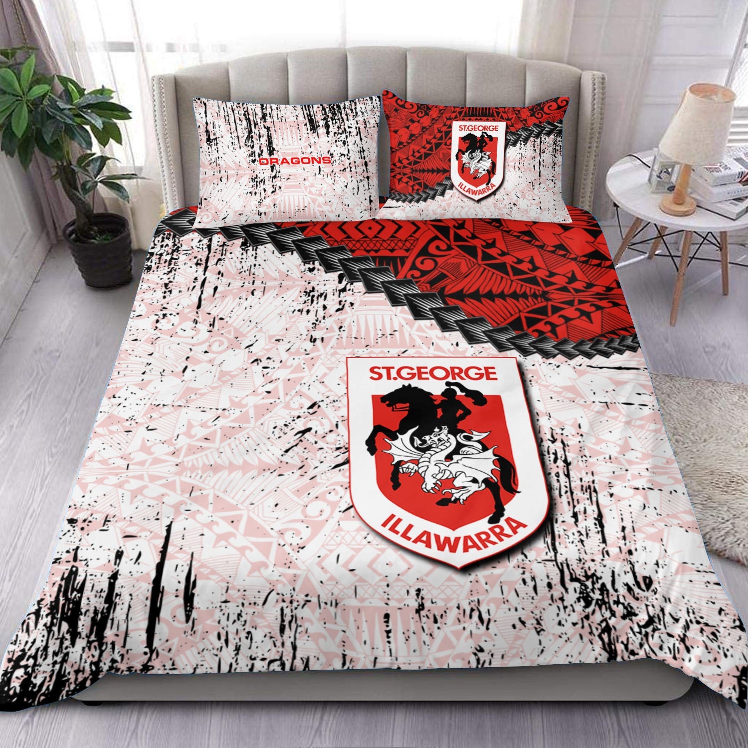 st-george-illawarra-dragons-bedding-set-grunge-polynesian-tattoo-nrl