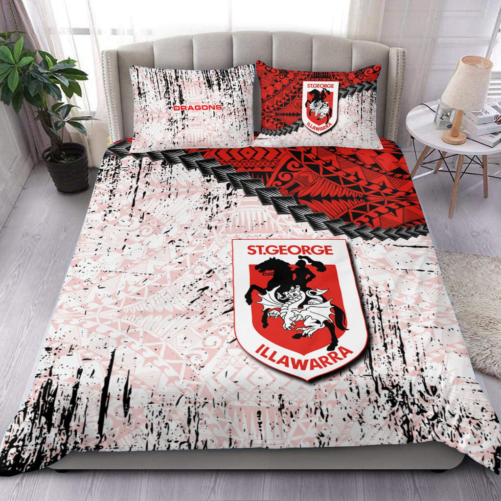 st-george-illawarra-dragons-bedding-set-grunge-polynesian-tattoo-nrl