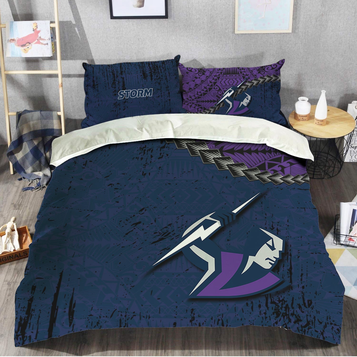 melbourne-storm-bedding-set-grunge-polynesian-tattoo-nrl
