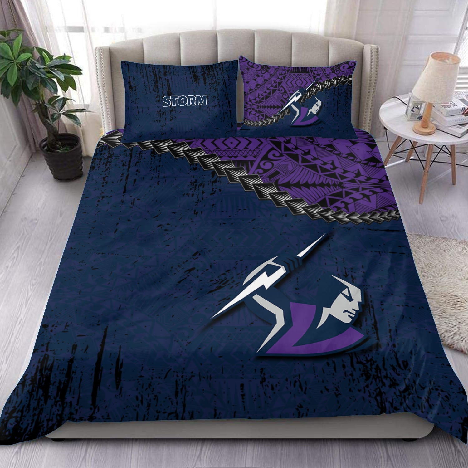 melbourne-storm-bedding-set-grunge-polynesian-tattoo-nrl