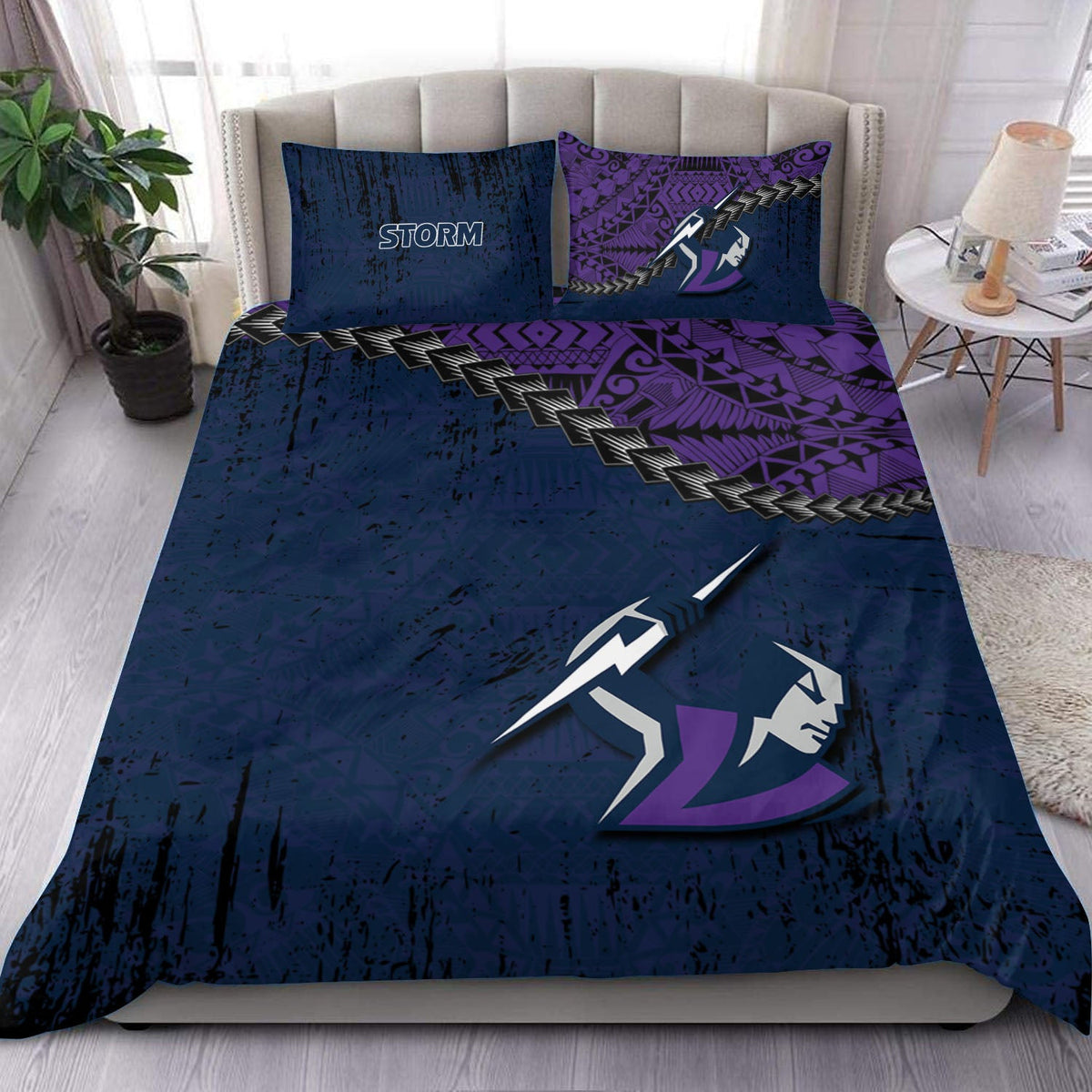 melbourne-storm-bedding-set-grunge-polynesian-tattoo-nrl