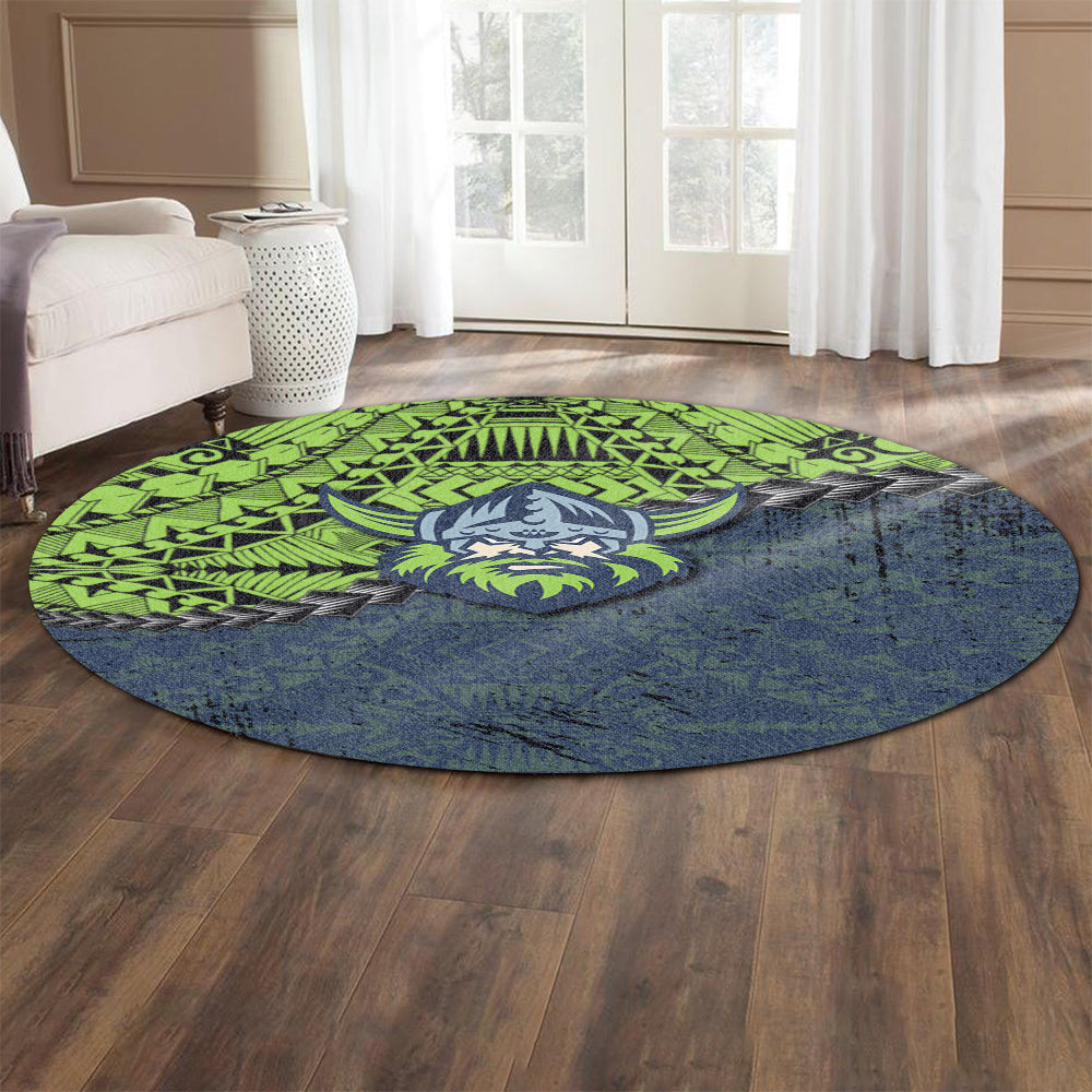 canberra-raiders-round-rug-grunge-polynesian-tattoo-nrl