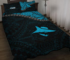 cronulla-sutherland-sharks-quilt-bed-set-grunge-polynesian-tattoo-nrl