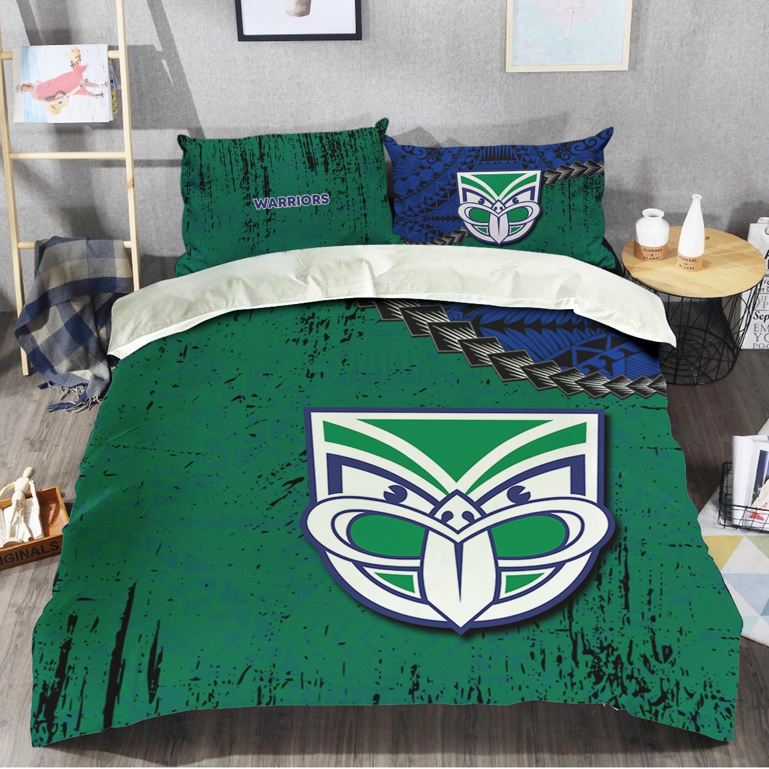 new-zealand-warriors-bedding-set-grunge-polynesian-tattoo-nrl