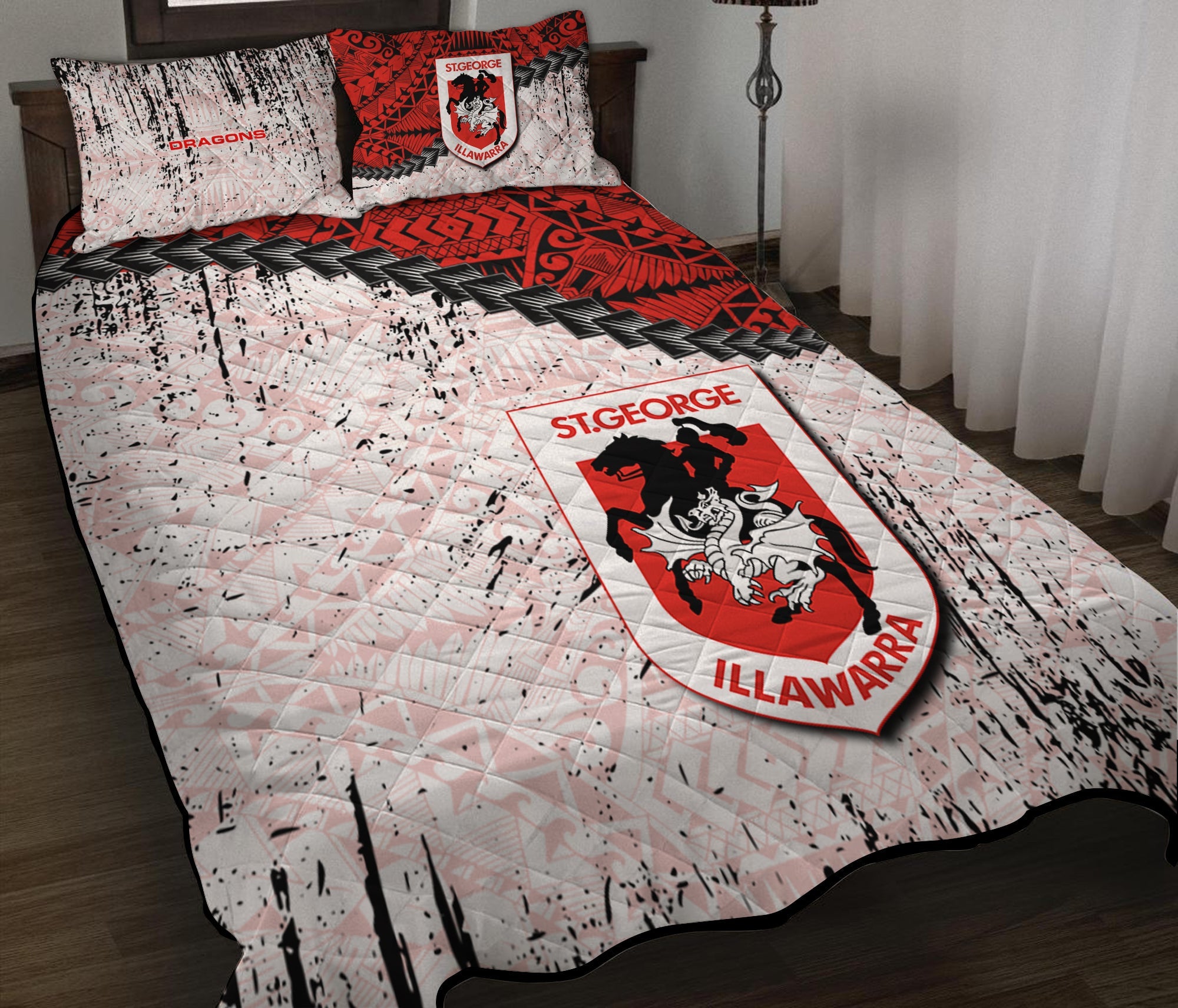 st-george-illawarra-dragons-quilt-bed-set-grunge-polynesian-tattoo-nrl