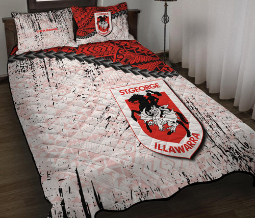 st-george-illawarra-dragons-quilt-bed-set-grunge-polynesian-tattoo-nrl