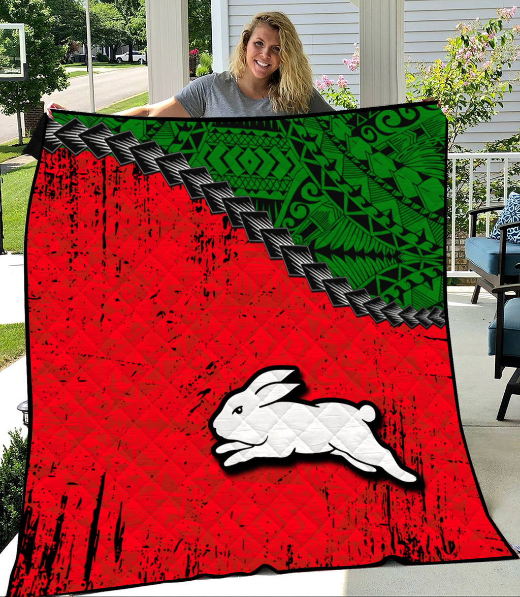 south-sydney-rabbitohs-premium-quilt-grunge-polynesian-tattoo-nrl