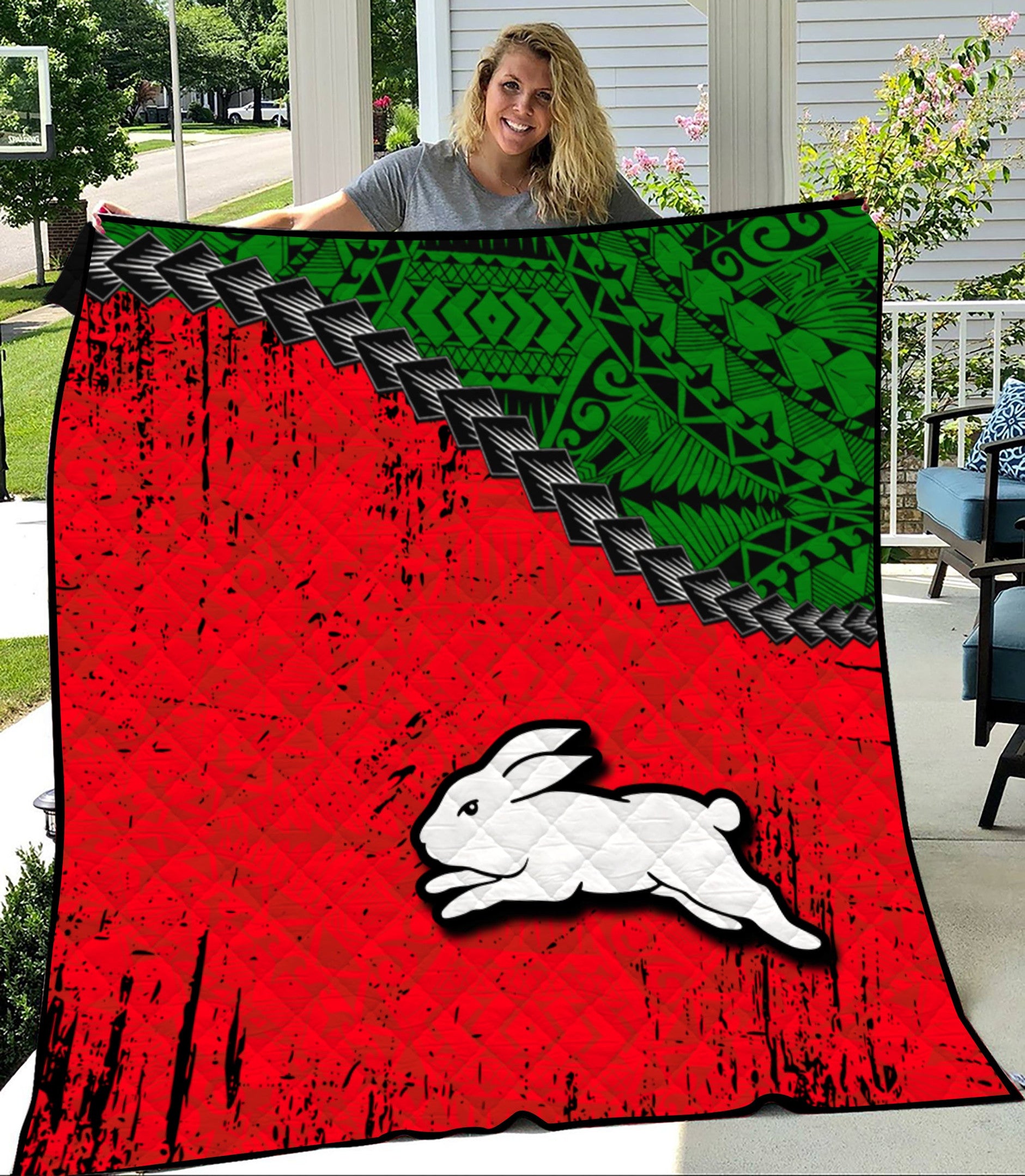 south-sydney-rabbitohs-premium-quilt-grunge-polynesian-tattoo-nrl