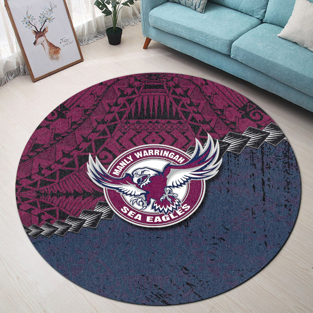 manly-warringah-sea-eagles-round-rug-grunge-polynesian-tattoo-nrl