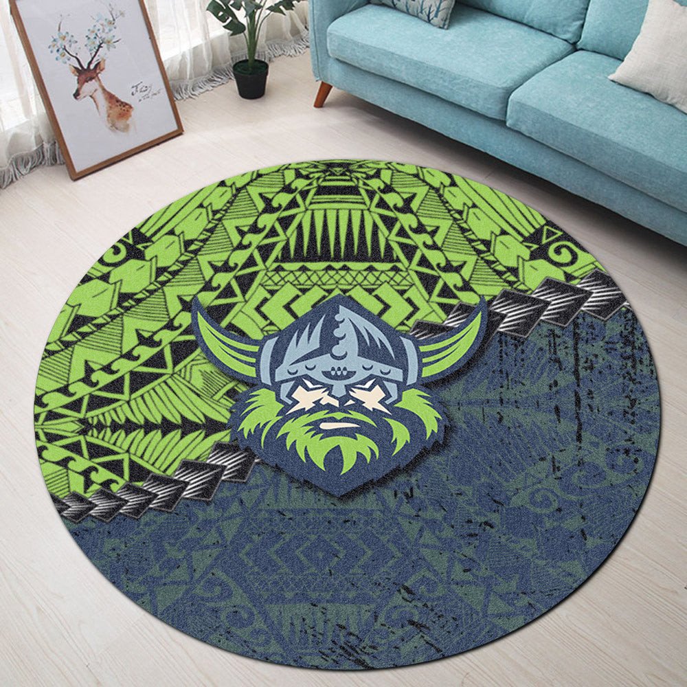 canberra-raiders-round-rug-grunge-polynesian-tattoo-nrl