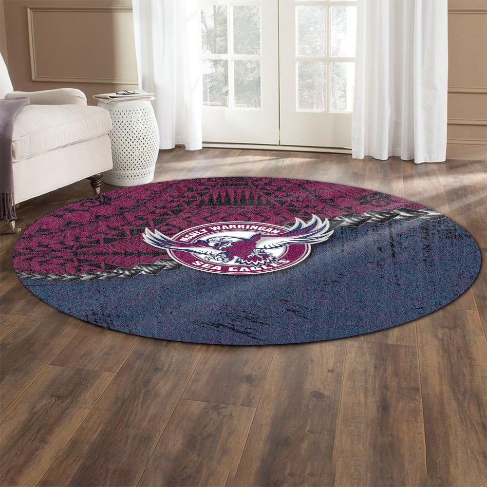 manly-warringah-sea-eagles-round-rug-grunge-polynesian-tattoo-nrl