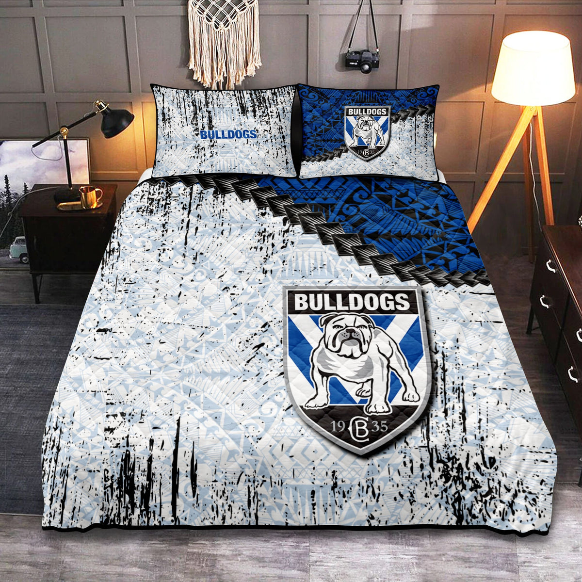 canterbury-bankstown-bulldogs-quilt-bed-set-grunge-polynesian-tattoo-nrl
