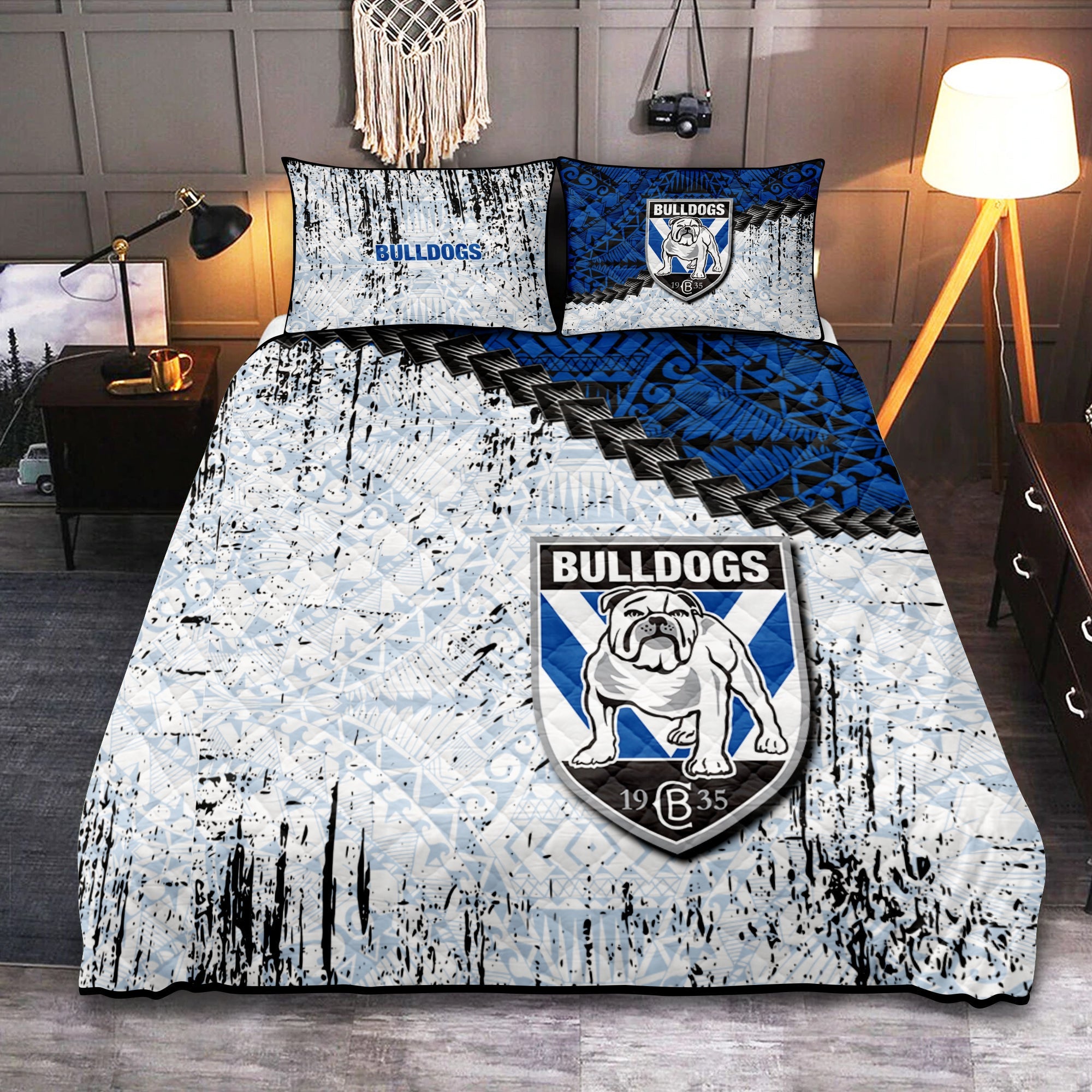 canterbury-bankstown-bulldogs-quilt-bed-set-grunge-polynesian-tattoo-nrl