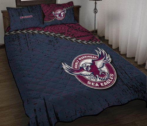 manly-warringah-sea-eagles-quilt-bed-set-grunge-polynesian-tattoo-nrl