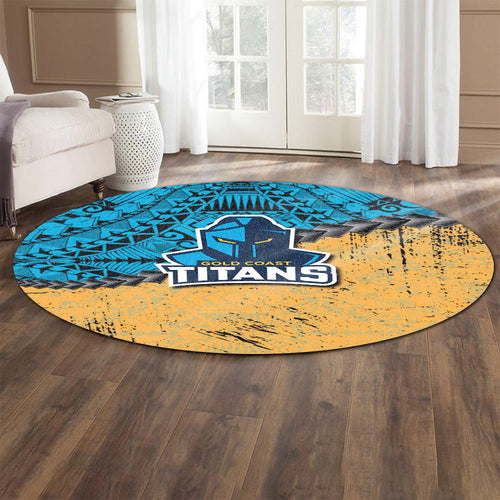gold-coast-titans-round-rug-grunge-polynesian-tattoo-nrl