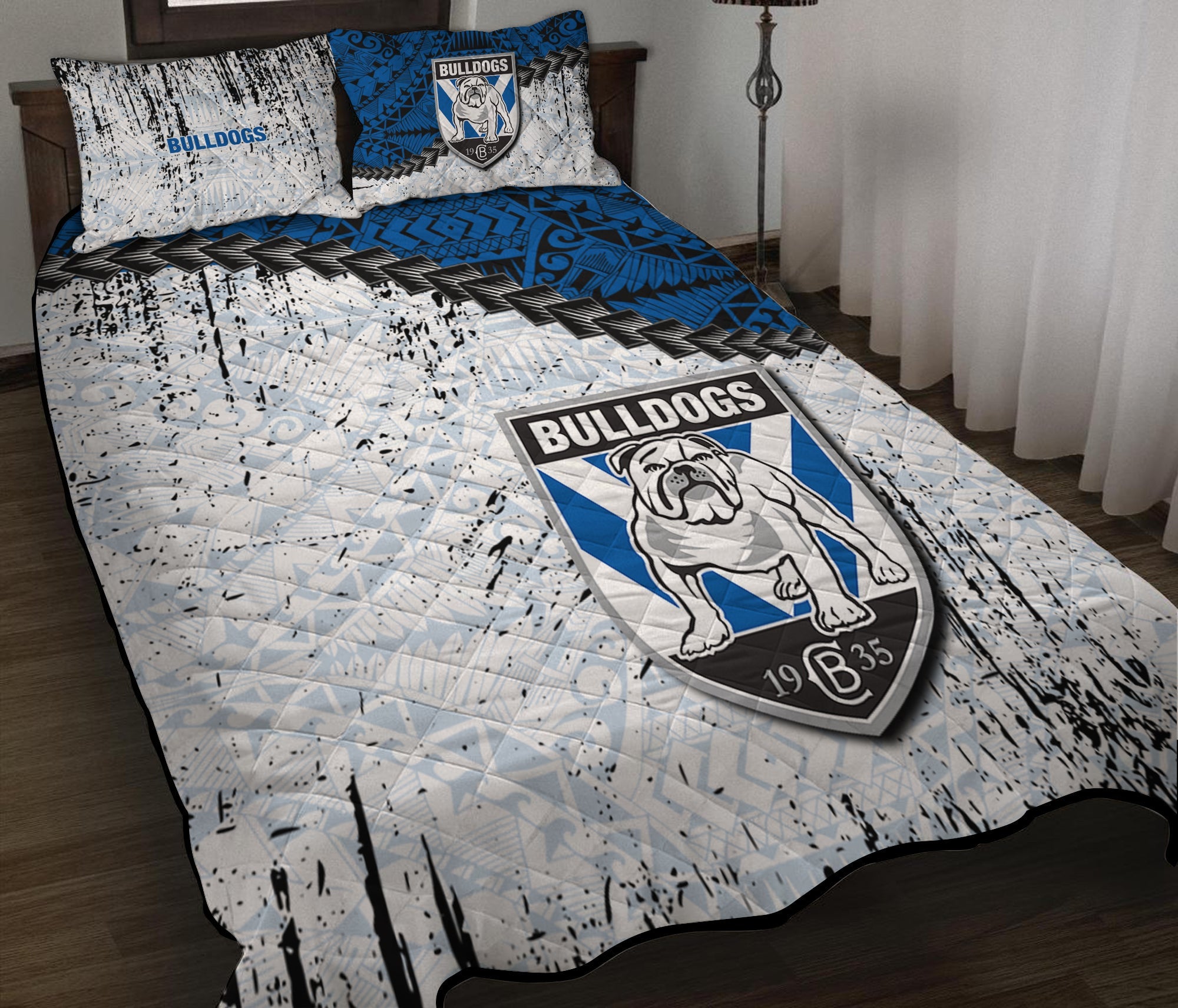 canterbury-bankstown-bulldogs-quilt-bed-set-grunge-polynesian-tattoo-nrl