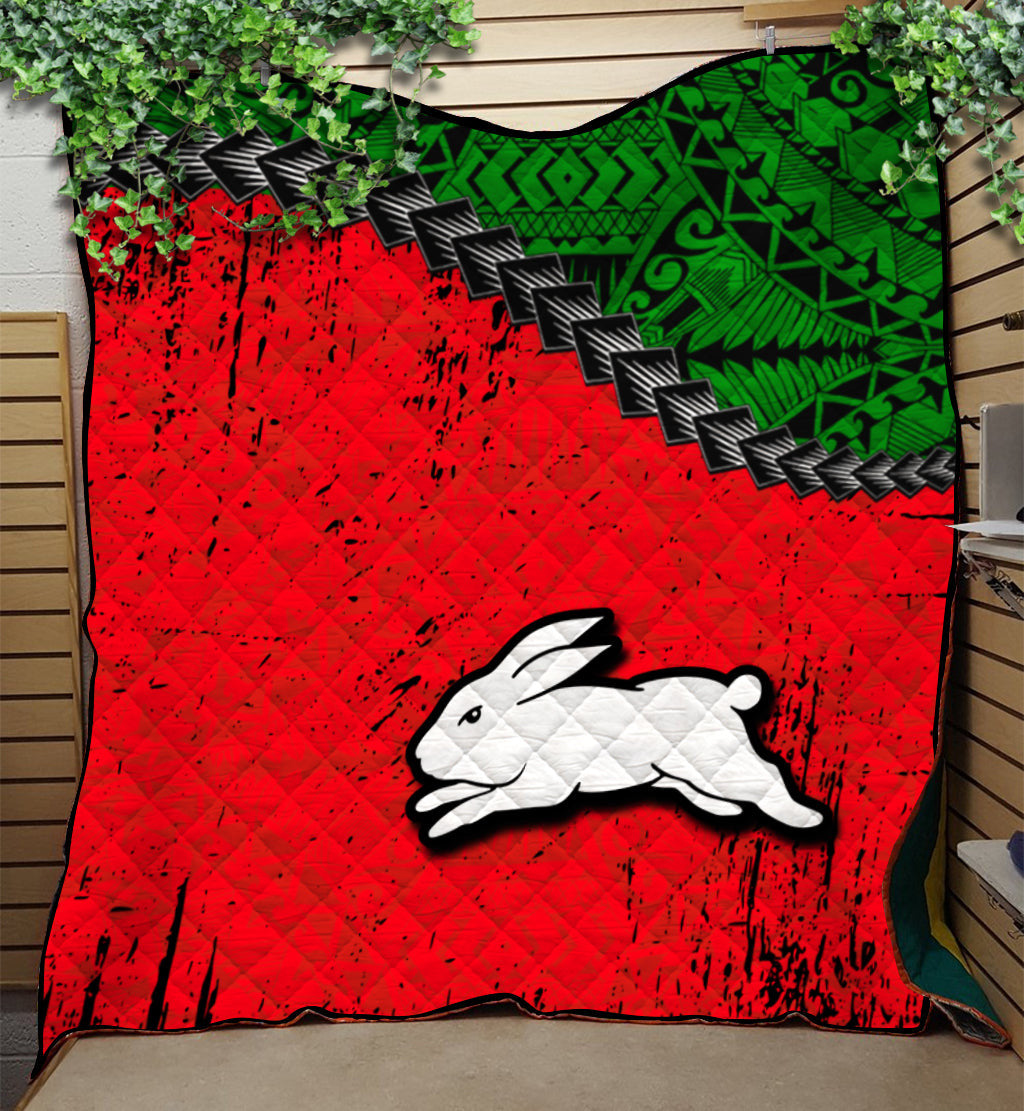 south-sydney-rabbitohs-premium-quilt-grunge-polynesian-tattoo-nrl