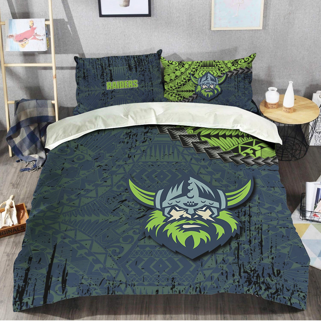 canberra-raiders-bedding-set-grunge-polynesian-tattoo-nrl