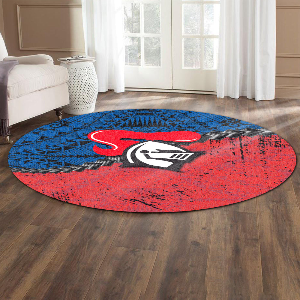 newcastle-knights-round-rug-grunge-polynesian-tattoo-nrl