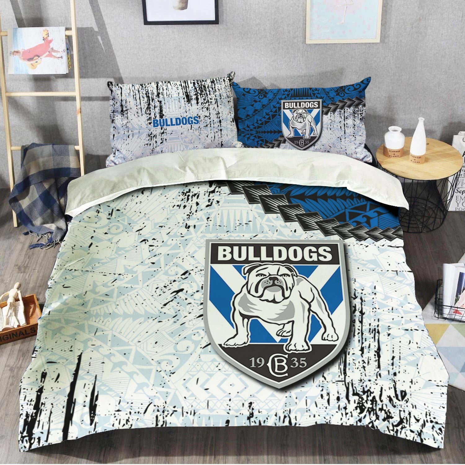 canterbury-bankstown-bulldogs-bedding-set-grunge-polynesian-tattoo-nrl