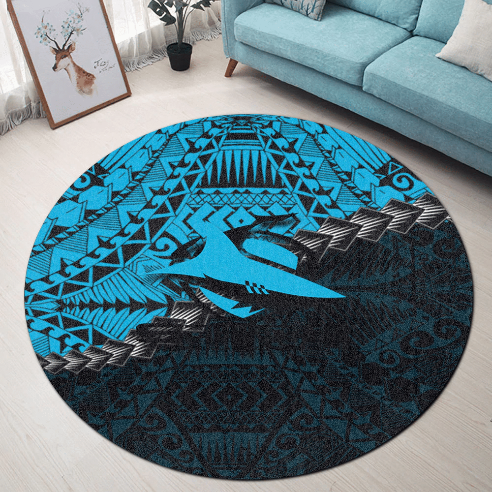cronulla-sutherland-sharks-round-rug-grunge-polynesian-tattoo-nrl