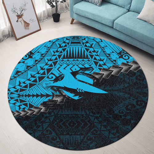 cronulla-sutherland-sharks-round-rug-grunge-polynesian-tattoo-nrl
