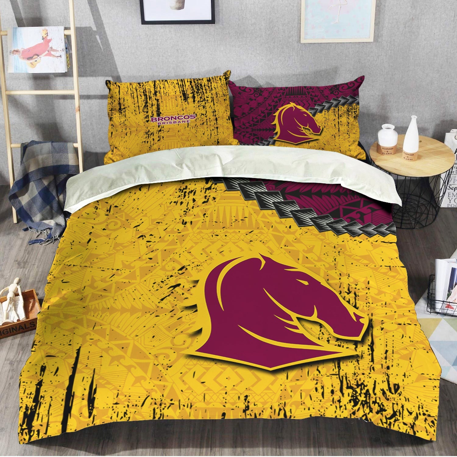 brisbane-broncos-bedding-set-grunge-polynesian-tattoo-nrl