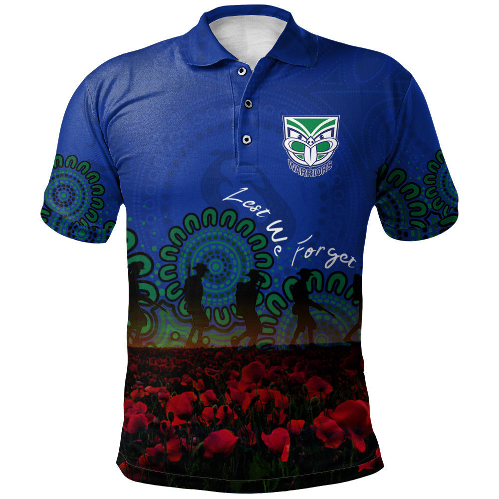 new-zealand-warriors-polo-shirt-personalized-aboriginal-rugby-anzac-day-poppy-with-soldiers-nrl