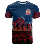 sydney-roosters-t-shirt-personalized-aboriginal-rugby-anzac-day-poppy-with-soldiers-nrl