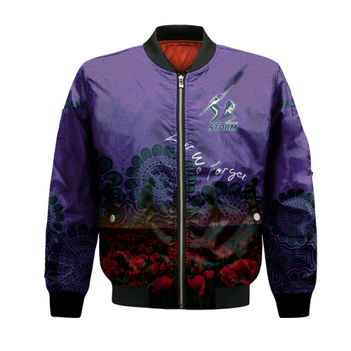 melbourne-storm-bomber-jacket-personalized-aboriginal-rugby-anzac-day-poppy-with-soldiers-nrl