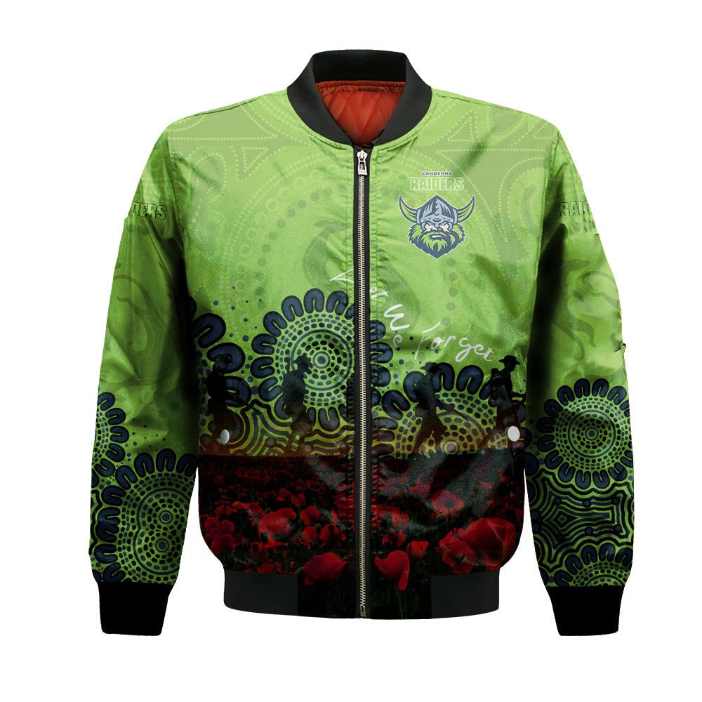canberra-raiders-bomber-jacket-personalized-aboriginal-rugby-anzac-day-poppy-with-soldiers-nrl