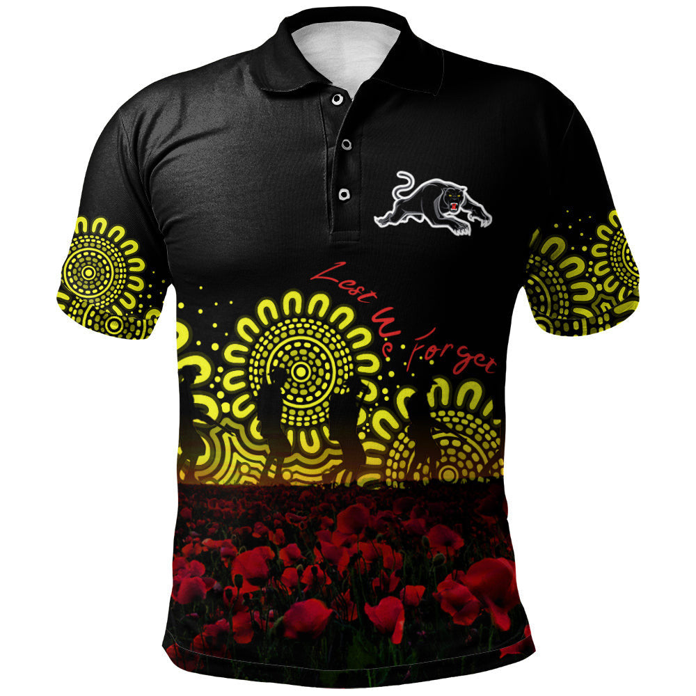 penrith-panthers-polo-shirt-personalized-aboriginal-rugby-anzac-day-poppy-with-soldiers-nrl