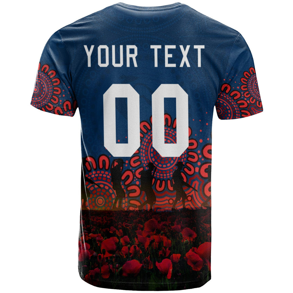 sydney-roosters-t-shirt-personalized-aboriginal-rugby-anzac-day-poppy-with-soldiers-nrl