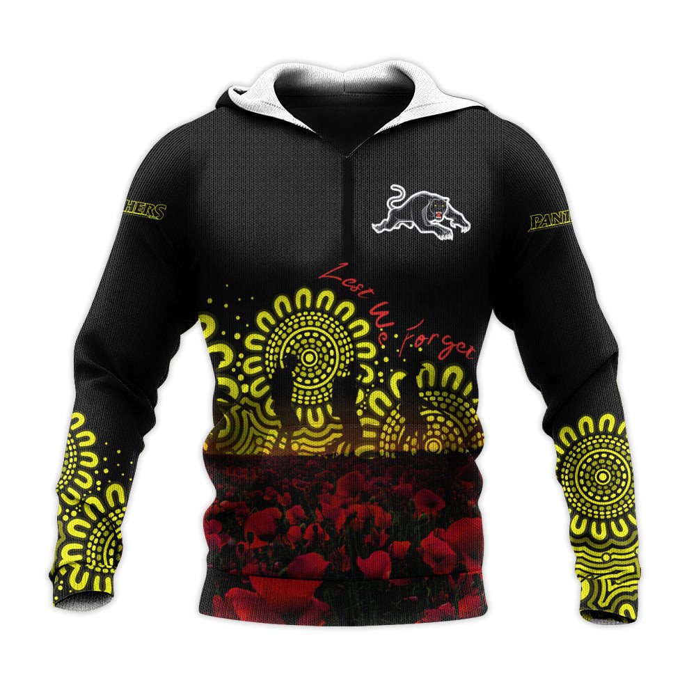 penrith-panthers-hoodie-personalized-aboriginal-rugby-anzac-day-poppy-with-soldiers-nrl