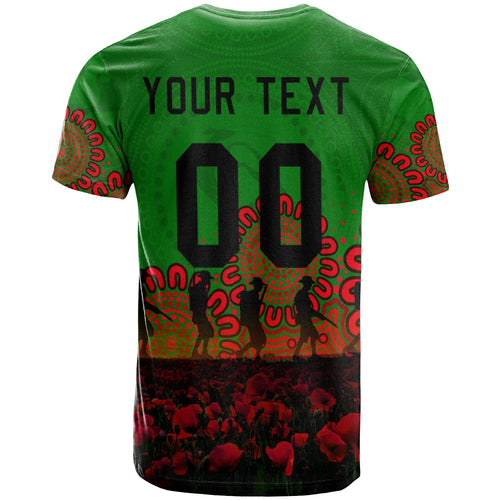 south-sydney-rabbitohs-t-shirt-personalized-aboriginal-rugby-anzac-day-poppy-with-soldiers-nrl