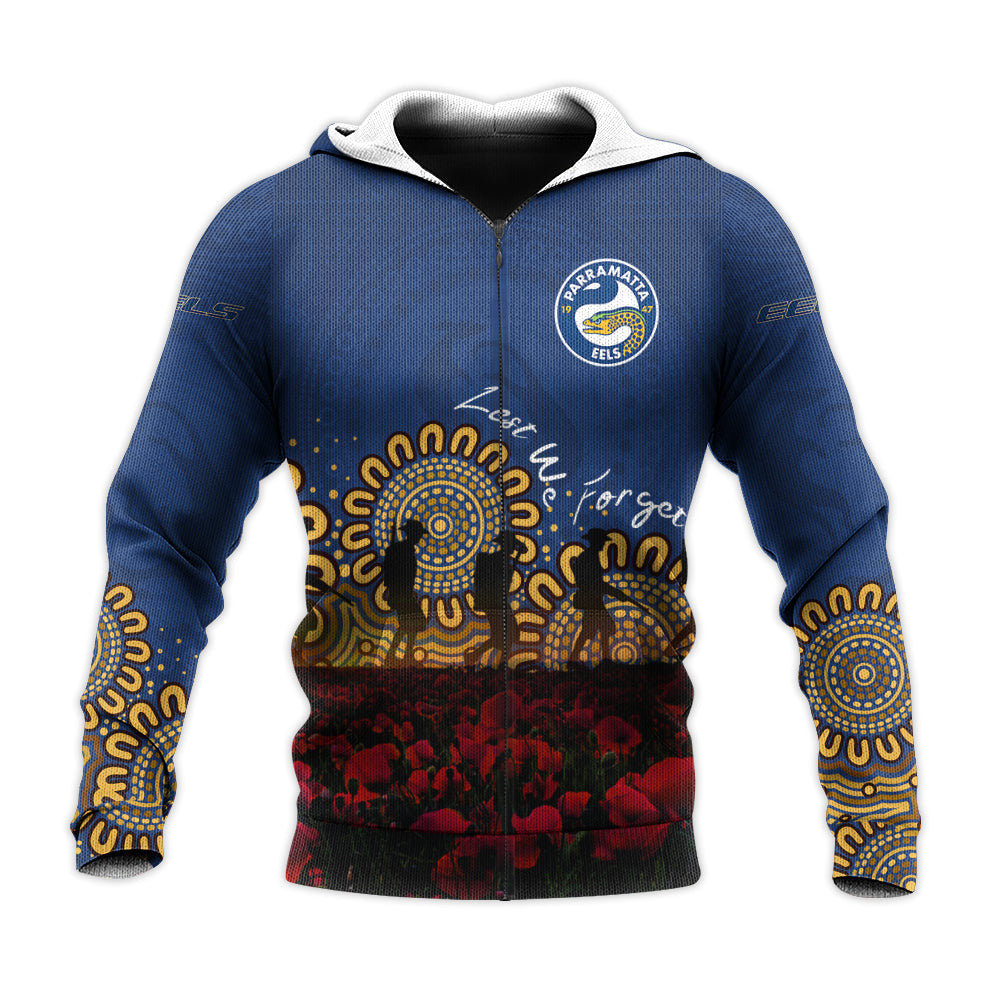 parramatta-eels-hoodie-personalized-aboriginal-rugby-anzac-day-poppy-with-soldiers-nrl
