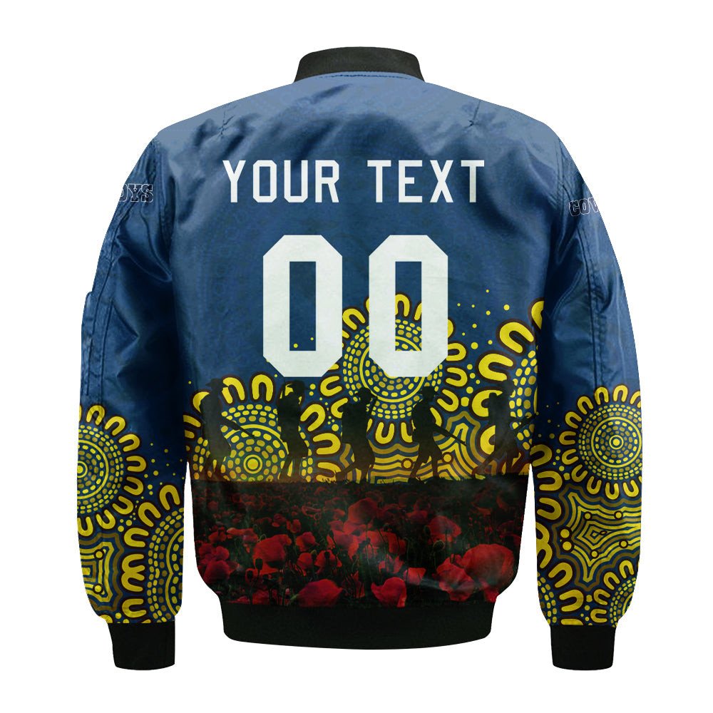 north-queensland-cowboys-bomber-jacket-personalized-aboriginal-rugby-anzac-day-poppy-with-soldiers-nrl