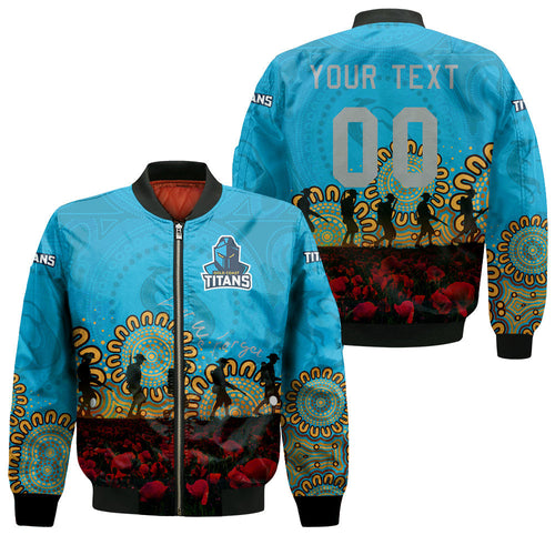 gold-coast-titans-bomber-jacket-personalized-aboriginal-rugby-anzac-day-poppy-with-soldiers-nrl