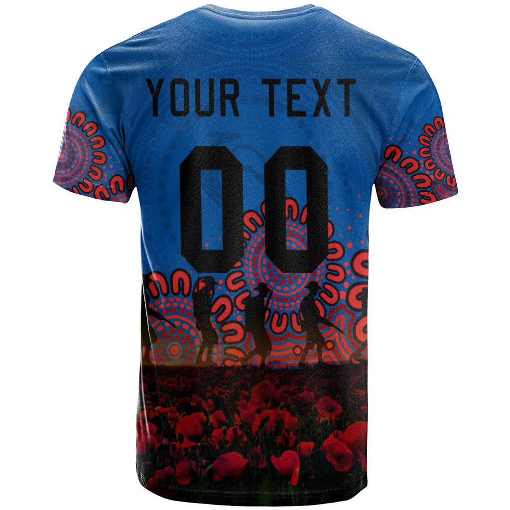 newcastle-knights-t-shirt-personalized-aboriginal-rugby-anzac-day-poppy-with-soldiers-nrl