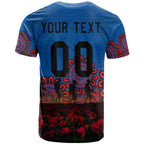 newcastle-knights-t-shirt-personalized-aboriginal-rugby-anzac-day-poppy-with-soldiers-nrl