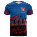 newcastle-knights-t-shirt-personalized-aboriginal-rugby-anzac-day-poppy-with-soldiers-nrl
