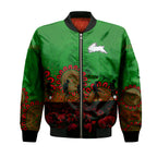 south-sydney-rabbitohs-bomber-jacket-personalized-aboriginal-rugby-anzac-day-poppy-with-soldiers-nrl