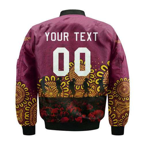 brisbane-broncos-bomber-jacket-personalized-aboriginal-rugby-anzac-day-poppy-with-soldiers-nrl