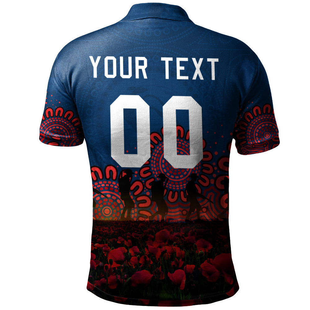 sydney-roosters-polo-shirt-personalized-aboriginal-rugby-anzac-day-poppy-with-soldiers-nrl
