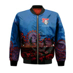 newcastle-knights-bomber-jacket-personalized-aboriginal-rugby-anzac-day-poppy-with-soldiers-nrl